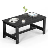 VINGLI Outdoor Coffee Table, HDPE Patio Coffee Table for Outside, All-Weather Rectangle Coffee Table for Deck, Garden, Balcony, Porch, Indoor & Outdoor Use, Black VINGLI