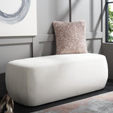 SAFAVIEH Home Collection Whitley Modern Cream Velvet Upholstered Rectangular Ottoman for Ideal for Living Room Bedroom Bench Extra Seating (Fully Assembled) SAFAVIEH