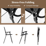 COSTWAY 3 PCS Patio Table and Chairs Set, Bistro Furniture with DPC Tabletop, Umbrella Hole, Outdoor Bar Set with Round Table and 2 Folding Counter Height Chairs for Poolside, Deck, Porch, Black COSTWAY