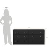 Tvilum 6 Drawer Double Dresser, Black Tvilum