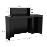 VOWNER 39.3" H Modern Reception Desk with LED Lighting, Office Counter with Display Cabinet, Secretary Desk with Power Outlets – Front Desk for Salon, Lobby – White (55.1" W x 21.2" D x 39.3" H) VOWNER