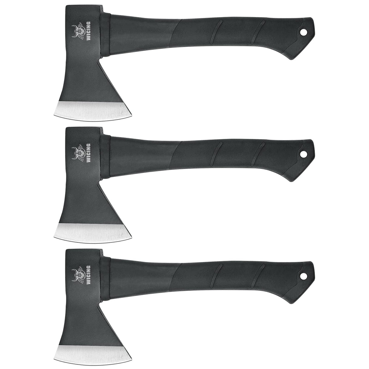 WICING Throwing Axes and Tomahawks, 11.2 - inch Camping Hatchet Carbon Steel & Fiberglass Handle, with Anti-Slip & Shock Reduction for Axe Throwing, Camping, Kindling (3 Pack) WICING