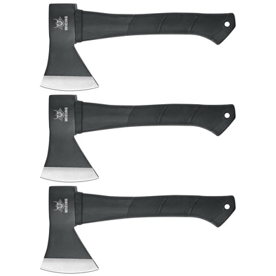 WICING Throwing Axes and Tomahawks, 11.2 - inch Camping Hatchet Carbon Steel & Fiberglass Handle, with Anti-Slip & Shock Reduction for Axe Throwing, Camping, Kindling (3 Pack)