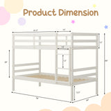KOMFOTT Wood Bunk Bed Twin Over Twin, Bunk Bed with Ladder & Safety Guardrail, Solid Wood Bed Frame, Ideal for Dormitory & Multiple-Child Family, No Box Spring Needed, Kids Bed Frame KOMFOTT