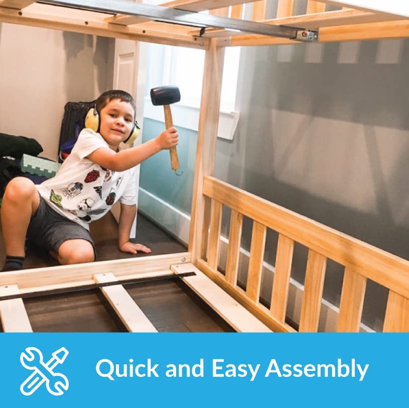 Max & Lily Twin Bed, Wood Bed Frame with Headboard For Kids with Trundle, Slatted, White Max & Lily