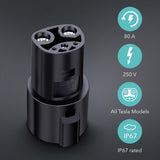 Lectron J1772 to Tesla Adapter 80 Amp (250V) - EV Charging Adapter Compatible with Tesla Model S/3/X/Y/Cybertruck and All Electric Vehicles in The NACS Alliance (Black) Lectron