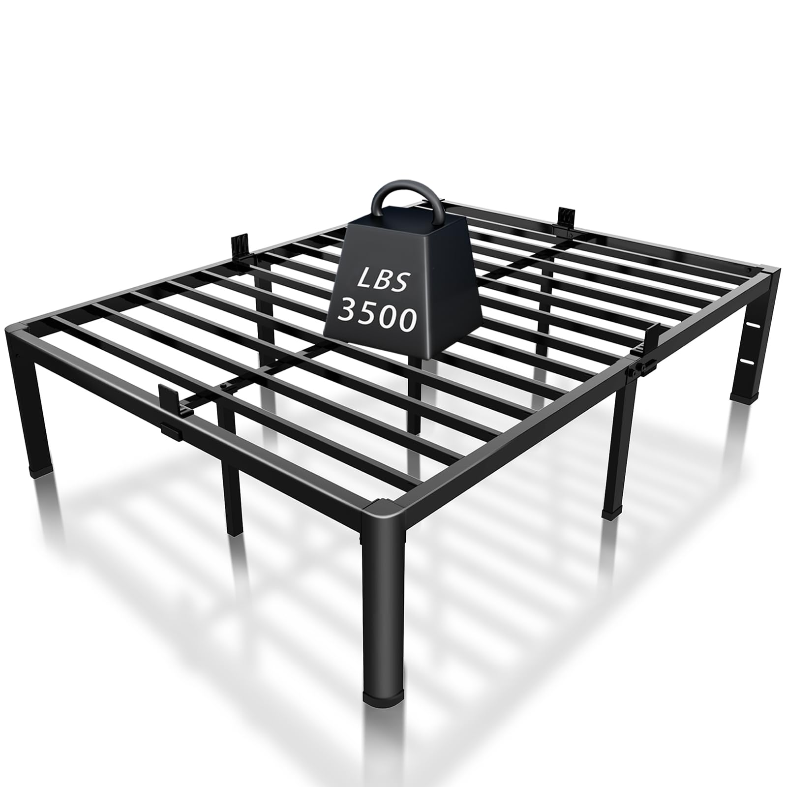 ROIL 14 Inch Heavy Duty Full Size Bed Frame with Headboard Compatibility and Underbed Storage - WoodArtSupply