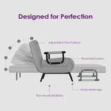 TYBOATLE Folding Chair Bed, Comfy Convertible Sleeper Sofa, 5 in 1 Folding Bed with 5-Position Adjustable Backrest & Pillow, Floor Single Chairs, Cozy Futon Chair for Small Spaces, Office (Light Grey) TYBOATLE