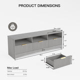 Amada TV Stand for 50-65" TV, Fluted Modern TV Stand Entertainment Center with Drawers and Open Shelf, Waveform Panel, Sleek Curved Profile Media TV Console Table for Living Room, Bedroom, Grey AMADA HOMEFURNISHING