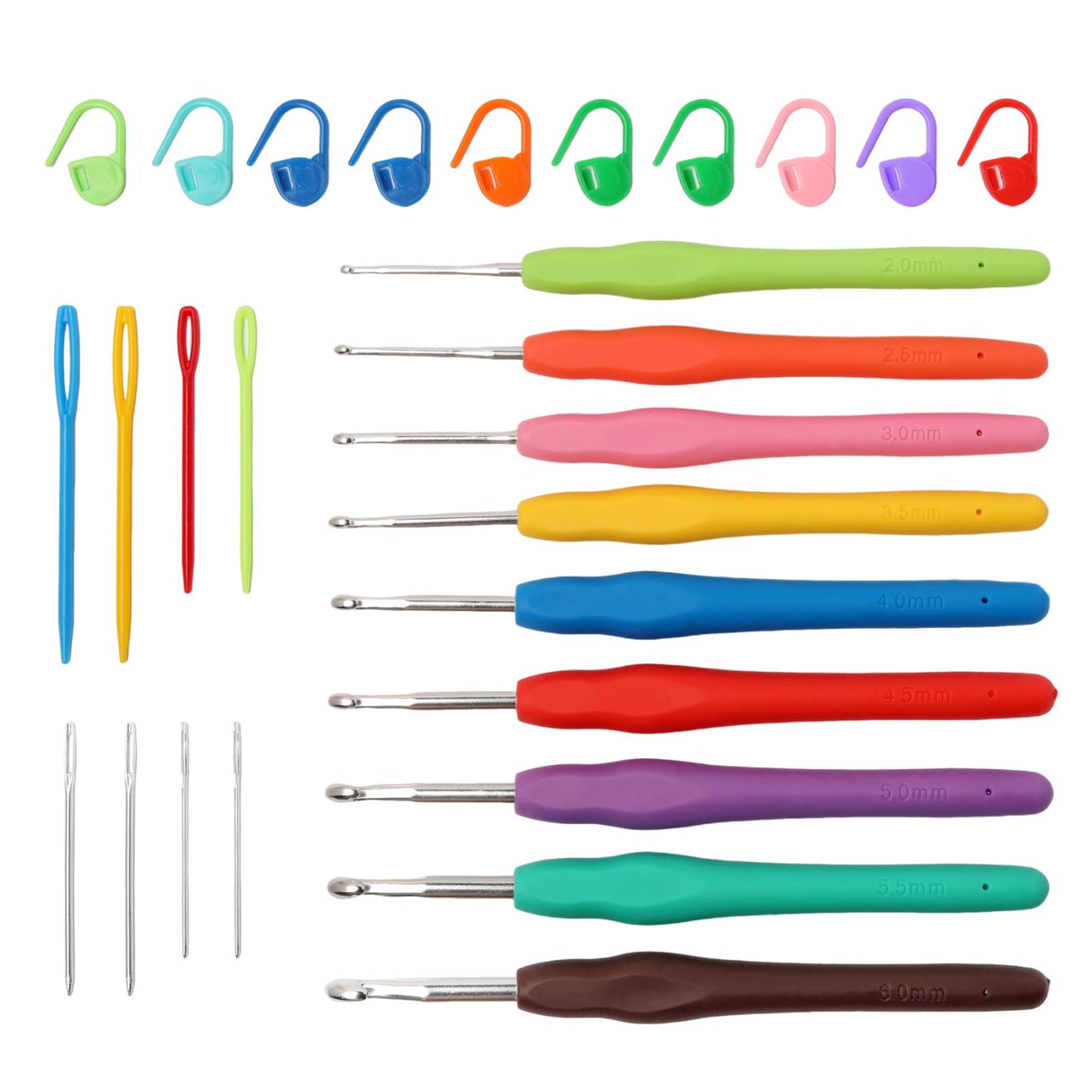 9PCS Ergonomic Crochet Hooks Set by Flickzo – Aluminum Crochet Hook Set with Soft Silicone Handles (2-6mm), Crochet Kit for Beginners with Crochet Tools & Knitting Accessories Flickzo