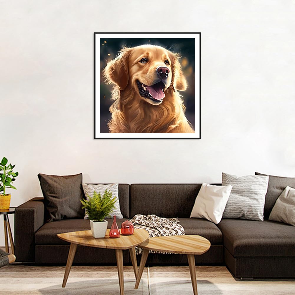 WSLWXSHM Diamond Painting Kits for Adults Dog, Round Full Drill Diamond Art Kits, 5D DIY Paint with Diamonds Crafts for Home Wall Decoration Gifts 12×12Inch, Animal WSLWXSHM