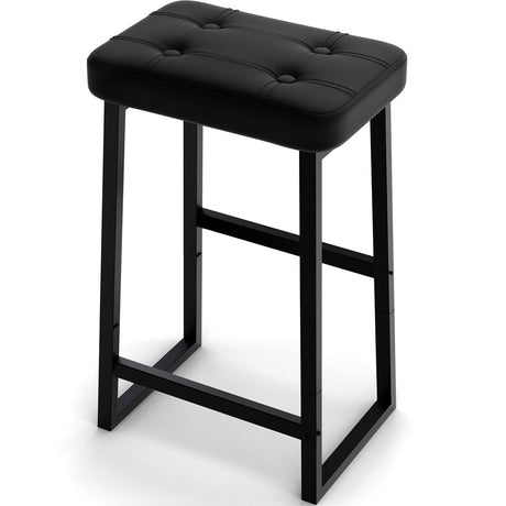 iTsst Bar Stool, Counter Height Bar stools,Modern Kitchen Island Chairs, Synthetic Leather with Stitching, 26 inches high, for Kitchen/Family Restaurant/Dining Room/Farmhouse, Black iTsst