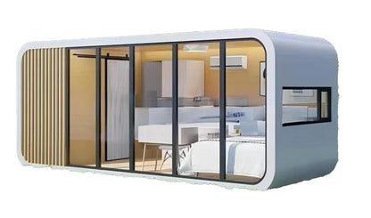 Generic Prefab Modern Tiny House 20ft and 40ft Modular Cabin House, Tiny Home, B&B, Office, Kiosk, Pool House, bar, Outdoor Living (40X8X8 FT (Shell)), white, modpod2030