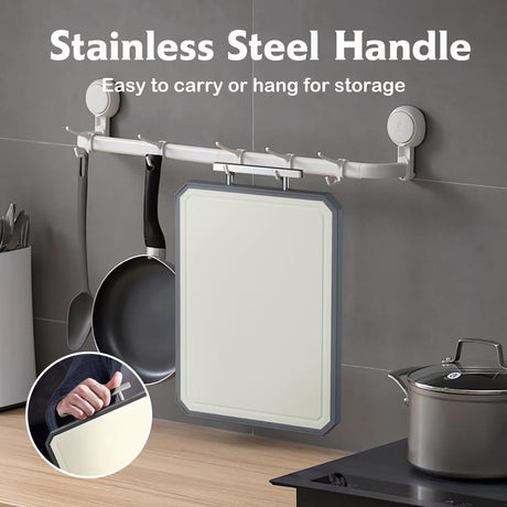 SNOWCLAD Stainless Steel Cutting Board,Double Sided Steel Cutting Board for kitchen,Stainless Steel/Wheat straw pp Large Cutting Board for meat,Dishwasher Safe,non toxic Chopping Board,16 * 11 Inch KLAPOLA