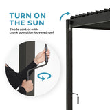 MIRADOR 80S Louvered Pergola 10' x 12', Modern Style with Adjustable Louvers and Integrated Drainage System for Deck Garden Yard, Easy Installation, Charcoal MIRADOR