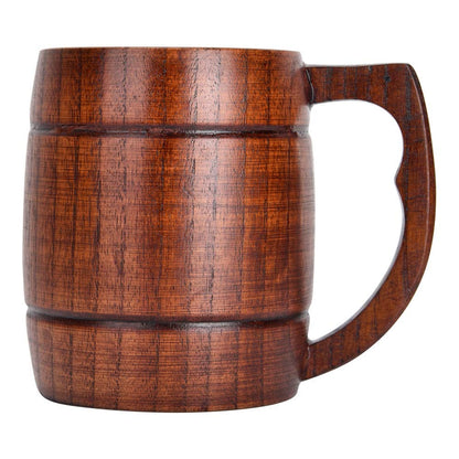 Wooden Beer Mug, Handmade Beer Mug 12oz (400 ml) Natural Solid Wood Drinking Cup Tea Cup for Beer, Coffee, Hot Drinks, Milk, Wine Wooden Tankard Gift Barrel - WoodArtSupply