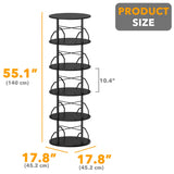 SpaceAid 5 Tier Rotating Bookshelf Tower, 360 Display Stackable Spinning Bookcase, Space Saving Revolving Round Book Shelf, Floor Standing Swivel Corner Organizer, Black SpaceAid