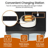 HOOBRO Kitchen Pantry Cabinet, Pantry Cabinet with Cup Holders and Wine Rack, Pantry Storage Cabinet with Charging Station and LED Lights, Pantry with Drawers for Dining Room, Black and Gold HOOBRO