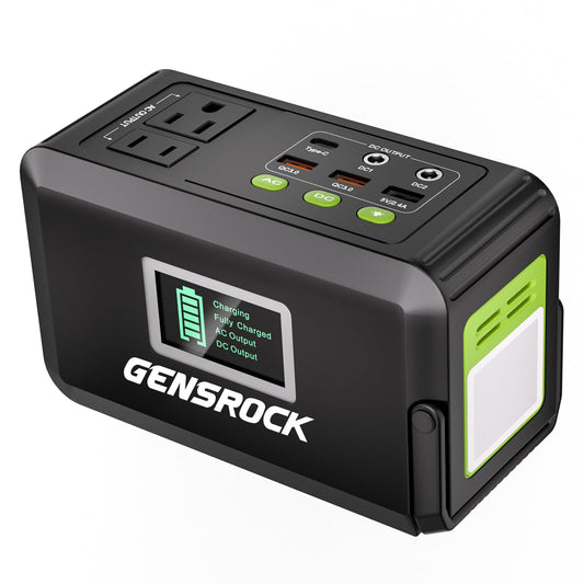 GENSROCK Portable Power Station, 88Wh Outdoor Solar Generator, Lithium Battery Power Bank with 110V/150W Peak AC Outlet,QC 3.0, Type-C, LED Flashlight for CPAP Home Camping Travel Emergency. - WoodArtSupply