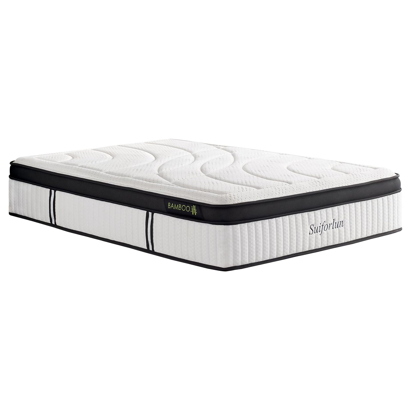 Suiforlun King Mattress, 14 Inch Hybrid Gel Memory Foam and Innerspring Mattress, Euro Top Luxury Mattress with 7 Premium Layers, Pressure Relief, CertiPUR-US Certified, 80”x76”x14