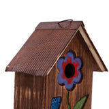 Topadorn Wooden Birdhouse Carved Floral Bird House for Outdoor Yard Garden Porch Patio Country Decor,Brown Hanging Bird House Topadorn