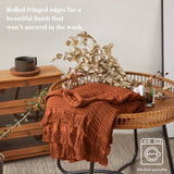 Simple&Opulence Cotton Muslin Throw Blanket for Bed, Couch, Knit Woven Gauze Blanket with Tassels, Soft Lightweight Cozy Pre-Washed Breathable Farmhouse Decoration for All-Season (Rust Orange) Simple&Opulence