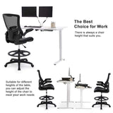 Drafting Chair Ergonomic Tall Office Chair Standing Desk Chair with Flip Up Arms Foot Rest Back Support Adjustable Height Mesh Drafting Stool, Black BestOffice
