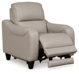 Signature Design by Ashley Mercomatic Contemporary Leather Match Wall Hugger Power Recliner with Adjustable Headrest and USB Ports, Light Gray Signature Design by Ashley