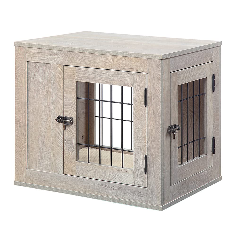 unipaws Furniture Style Dog Crate for Small Dogs, Cats, Min Pigs, Rabbit, Indoor Aesthetic Puppy Kennel, Modern Decorative Wood Wire Pet House Dog Cage, Pretty Cute End Side Table Nightstand, - WoodArtSupply