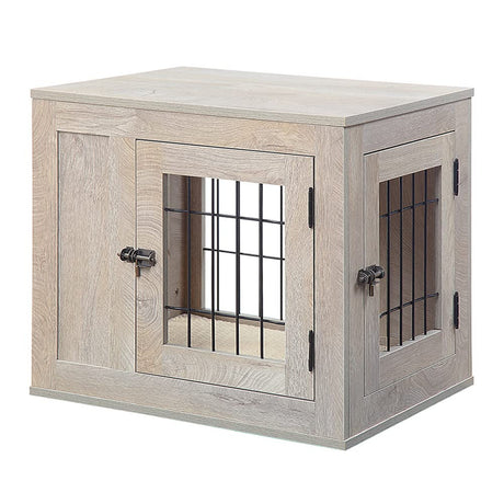 unipaws Furniture Style Dog Crate for Small Dogs, Cats, Min Pigs, Rabbit, Indoor Aesthetic Puppy Kennel, Modern Decorative Wood Wire Pet House Dog Cage, Pretty Cute End Side Table Nightstand, Grey unipaws