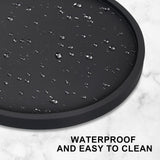 Black Wood Lazy Susan Cabinet Turntable Round Bathroom Vanity Organizer Tray Decorative 12" Wooden Lazy Susan for Dining Table Top Kitchen Sink Countertop Large Lazy Susan Rotating Tray Spice Rack Ayiaren