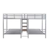 Harper & Bright Designs Metal Triple Bunk Bed with Stairs, 3 Beds Bunk Bed, Twin Over Twin & Twin Bunk Bed with Storage Shelves Staircase, for Kids Teens Adults, Silver Harper & Bright Designs