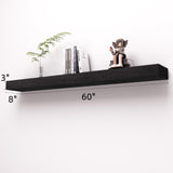 SAUMONIERES Fireplace Mantel Shelves 60 Inch Solid Wood Wall Mounted Long Floating Shelf Hollow, Black SAUMONIERES