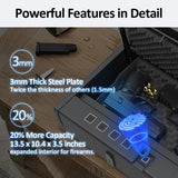 [ 20% Larger Capacity ] Biometric Gun Safe with Fingerprint Lock Box,Large Pistol safes for Handgun,nightstand Hidden Gun Storage for Bedside,Quick Access，Ammunition Storage Security Box for Home HARDROCK