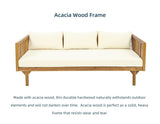 Merax Outdoor Acacia Wood Daybed, 3 Seater Day Bed Couch Sofa with Water Resistant Cushions for Patio Backyard, Garden Furniture, Beige Merax