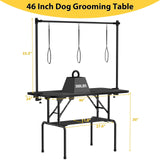 ROOMTEC 46 Inch Dog Grooming Table,Foldable Pet Grooming Tables at Home with Adjustable Arm,Nooses, Mesh Tray ROOMTEC