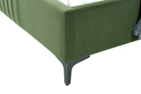 Manhattan Comfort Promenade Mid-Century Modern Velvet Upholstered Twin-Size Bed Frame - Luxurious Foam Padding, No Box Spring Needed, Stylish Vertical Stitched Headboard, Moss Green Manhattan Comfort