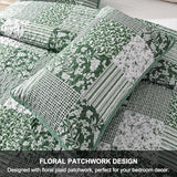 Mybedsoul Green Quilt Set Full Size, 3 Pieces Plaid Floral Bedspread Set Patchwork Reversible Bedding Set Microfiber Lightweight Bedspread Coverlet Set for All Season 78"x90" Mybedsoul