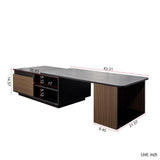 ALYIAMXL Expandable Coffee Table with Storage Drawers - Length Adjustable Wood Center Table for Living Room, Lounge, Large Rectangular Sofa Side Table ALYIAMXL