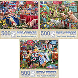 Bits and Pieces – Value Set of Three Jigsaw Puzzles for Adults – Desserts, Farm Animals & Quilting Festival by Larry Jones – Random Die-Cut Pieces, Recycled Cardboard (Three 500 Piece Puzzles)