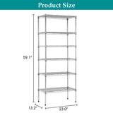 PayLessHere | 6-Tier Wire Shelf | 23"x13"x59" | Chrome | Adjustable Racks | Heavy-Duty Storage Shelves, Holds Upto 1500 lbs | Rust-Resistant, No-Tool Assembly | for Home, Garage Shelving PayLessHere