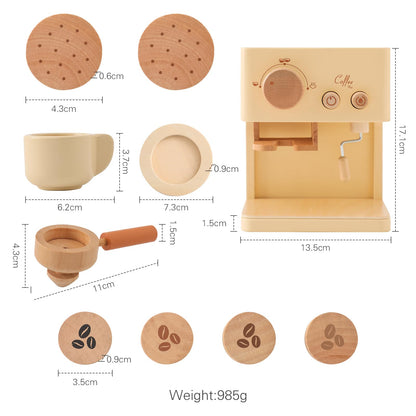 ibwaae Kids Coffee Maker 10Pcs Toy Coffee Maker Playset Wooden Kitchen Set Toys Toddler Play Kitchen Accessories, Pretend Play Food Sets for Girls and Boys - WoodArtSupply