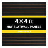 Black MDF Slat Wall Paneling for for Retail Display, Garage Slat Wall Storage Systems Slatwall Panels 1 Pack 4'x4', Easy-to-Install Adjustable Garage Tool Organizer, Fit for Storage & Display Generic