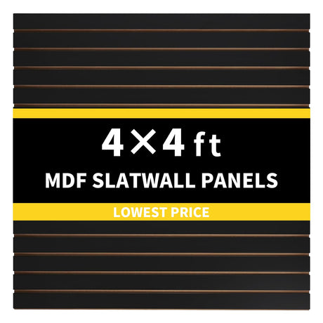 Black MDF Slat Wall Paneling for for Retail Display, Garage Slat Wall Storage Systems Slatwall Panels 1 Pack 4'x4', Easy-to-Install Adjustable Garage Tool Organizer, Fit for Storage & Display Generic