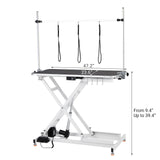 Upgraded 47” Electric Dog Grooming Table, 9"- 40" Height Adjustable Heavy Duty Electric Grooming Table with Anti Slip Tabletop, 3 Grooming Noose, for Dogs&Cats, White Towallmark