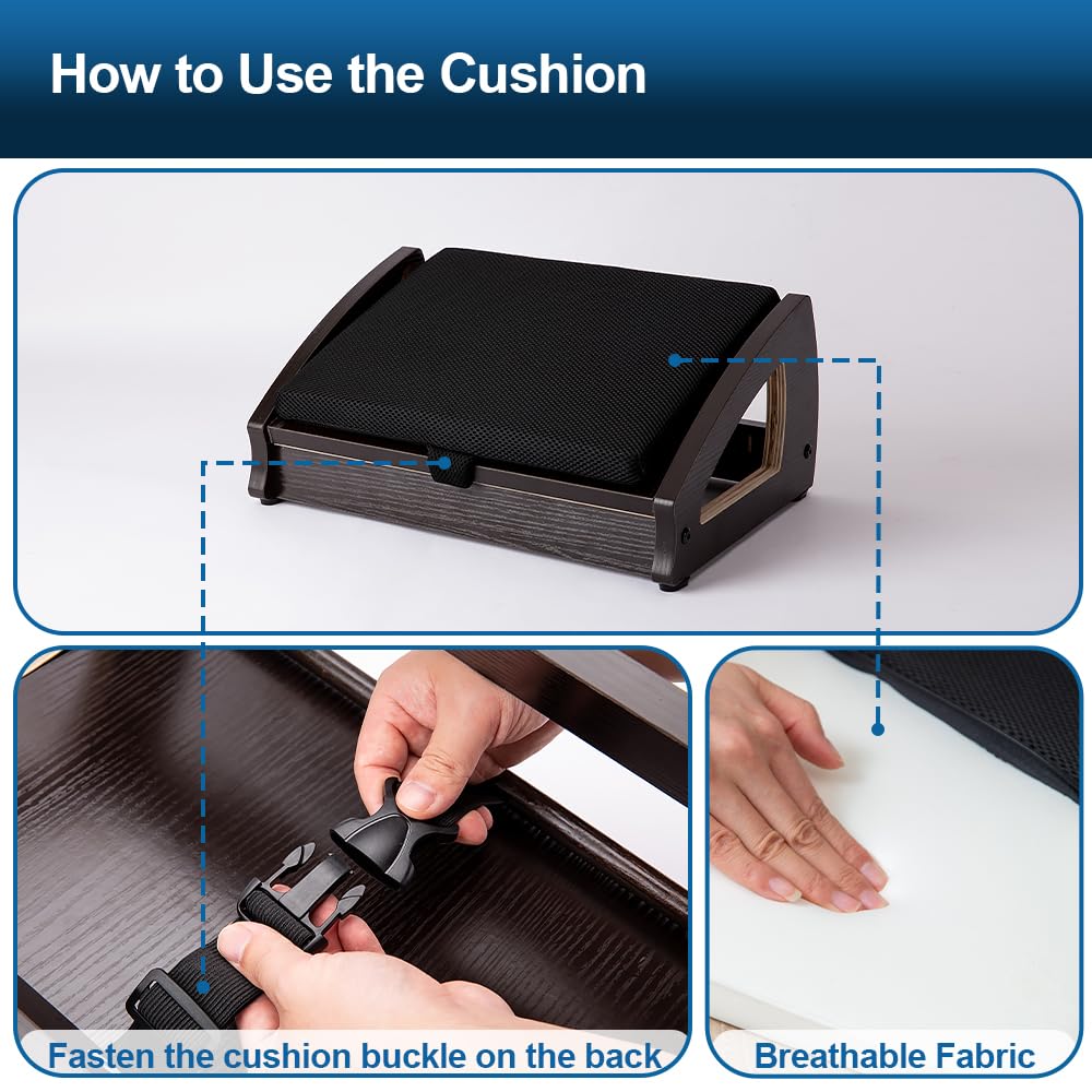 StrongTek Wood Ergonomic Footrest - 4-Angle Adjustable Foot Stool for Desk, Office Footrest, Anti-Slip Foot Stand for Under Desk, Enhances Posture, Promotes Blood Circulation, Easy Assembly (Espresso) StrongTek