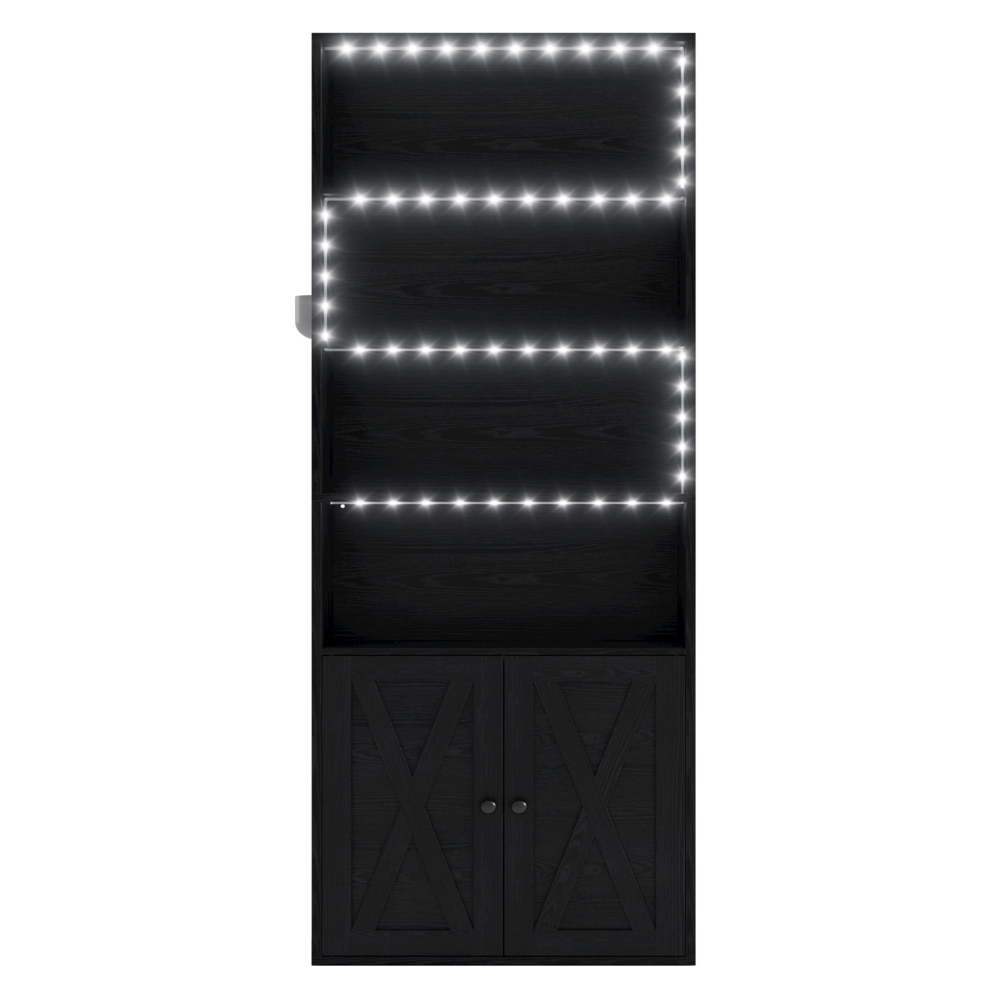 IRONCK 70-Inch Tall Industrial Bookcase with LED Lights for Home Office and Living Spaces - WoodArtSupply