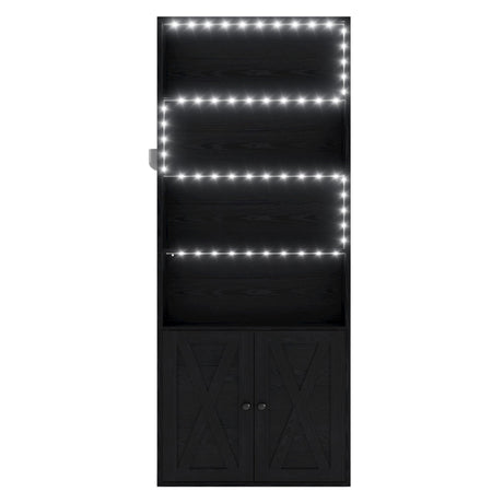 IRONCK 70-Inch Tall Industrial Bookcase with LED Lights for Home Office and Living Spaces IRONCK