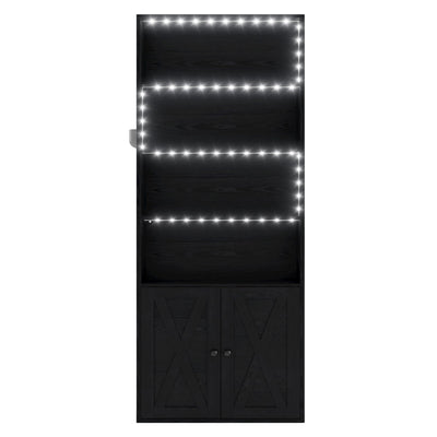 IRONCK 70-Inch Tall Industrial Bookcase with LED Lights for Home Office and Living Spaces
