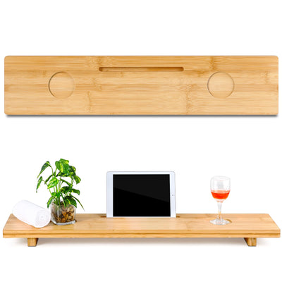 Wenqik Bathtub Tray Bamboo Wood Bath Tray Large Bath Tub Tray Table Bathtub Tray Caddy Bathtub Accessories Anti Tipping for Bathtub Bathroom Spa